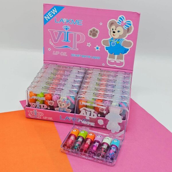 6 pcs cute bear changing lip gloss set moisturizing magic tint liquid lipstick | royal lipstics (random color) - Image 3