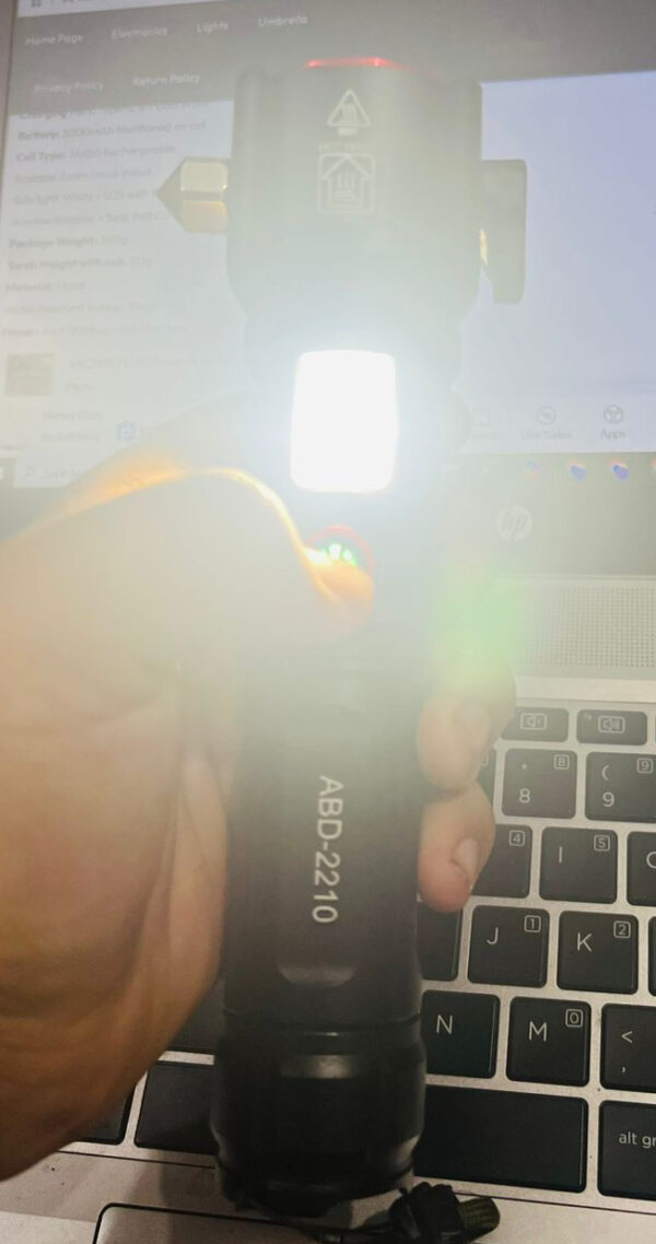 rechargeable multi functional emergency abd 2210 torch imported 6-in-1 flashlight & power bank - 2km range - Image 8