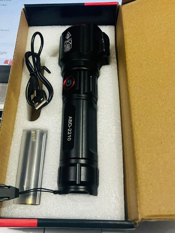 rechargeable multi functional emergency abd 2210 torch imported 6-in-1 flashlight & power bank - 2km range - Image 9