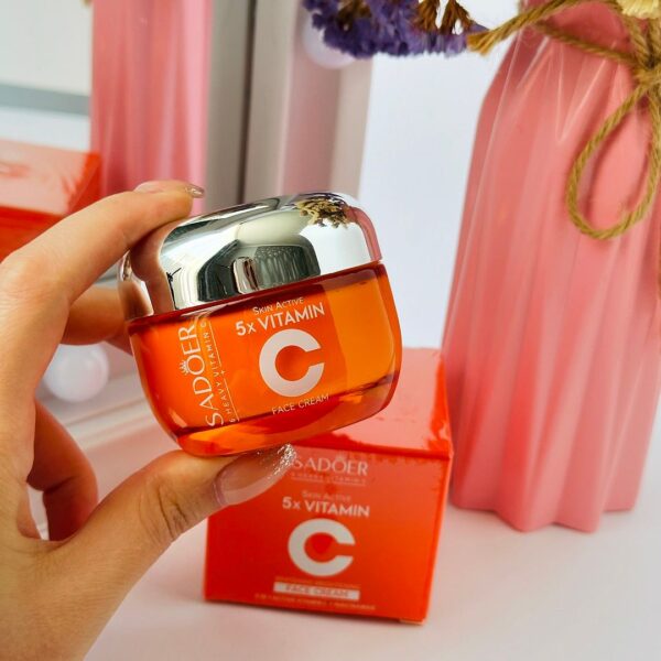 sadoer 5x vitamin c skin active whitening cream | vitamin c hydrating face cream - glowing & repairing moisturizer for fine lines, wrinkles & uneven skin tone | whitening cream - Image 4