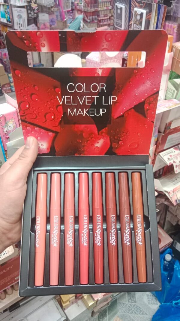pack of 8  2-in-1 matte lipstick and lip liner set, waterproof long lasting makeup lipliner pen set for women (random shades) - Image 2