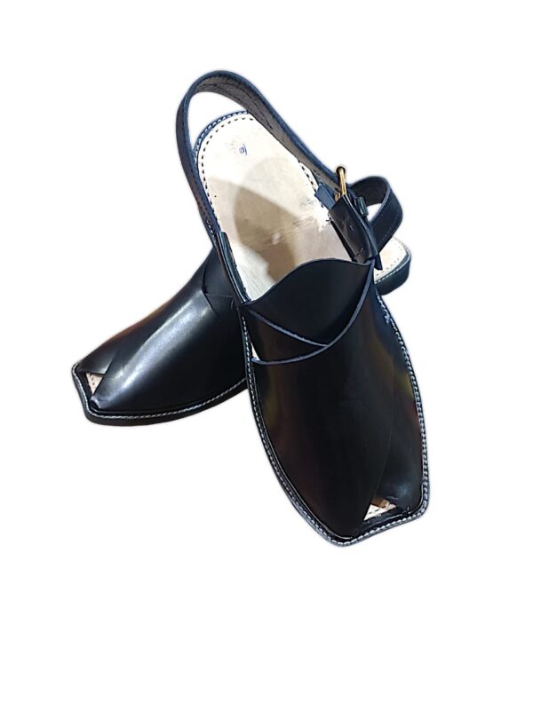 peshawari keri black pure leather peshawari chappal for men (without box) - Image 3