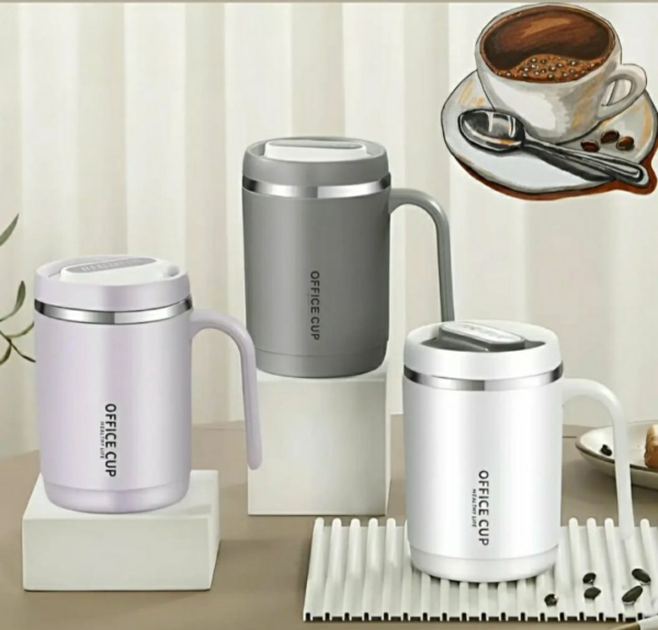 stainless steel coffee mug | office cup | tea cup | insulated coffee mug with handle | premium clear cap mug with lid for coffee,tea &milk 500 ml (random color) - Image 5