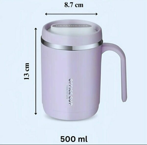 stainless steel coffee mug | office cup | tea cup | insulated coffee mug with handle | premium clear cap mug with lid for coffee,tea &milk 500 ml (random color) - Image 4
