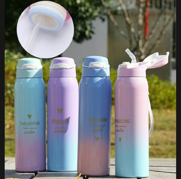 1 pc imported stainless steel vacuum sports water bottle | sport thermos water bottle | thermos mug 500ml (random color) - Image 6