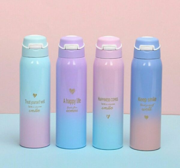 1 pc imported stainless steel vacuum sports water bottle | sport thermos water bottle | thermos mug 500ml (random color) - Image 7