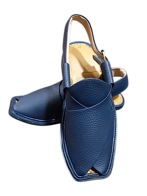 blue textured leather zalmi peshawari  keri  / pure leather peshawari chappal for men (without box)