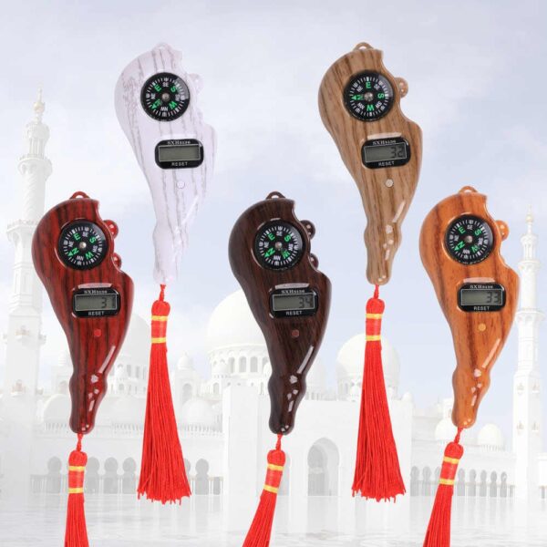 digital counter with qibla compass and rotating prayer beads portable finger tasbeeh japa (random color) - Image 3