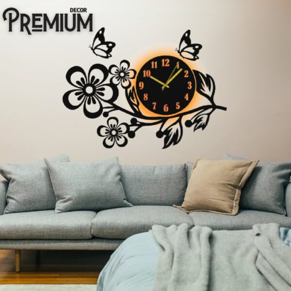 3d wooden flower wall clock  wall decor for home wall decoration attractive wooden wall art - Image 3