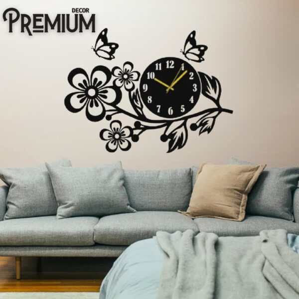 3d wooden flower wall clock  wall decor for home wall decoration attractive wooden wall art - Image 2