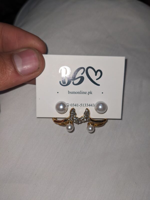 korean golden fishtail fashion stud earrings for women jewelry trendy simulated pearl butterfly earrings piercing - Image 3