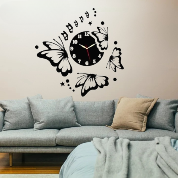3d butterfly wall clock | wooden wall clock | wall art for home decor | wooden wall art - Image 2