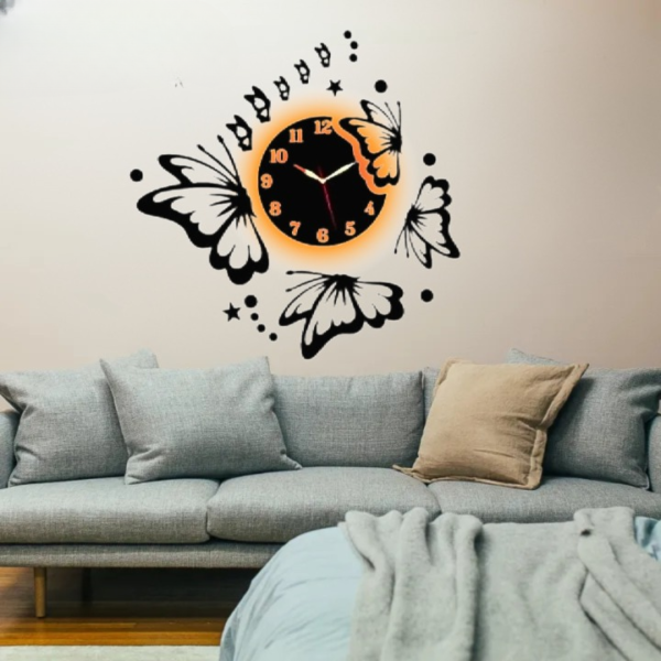 3d butterfly wall clock | wooden wall clock | wall art for home decor | wooden wall art