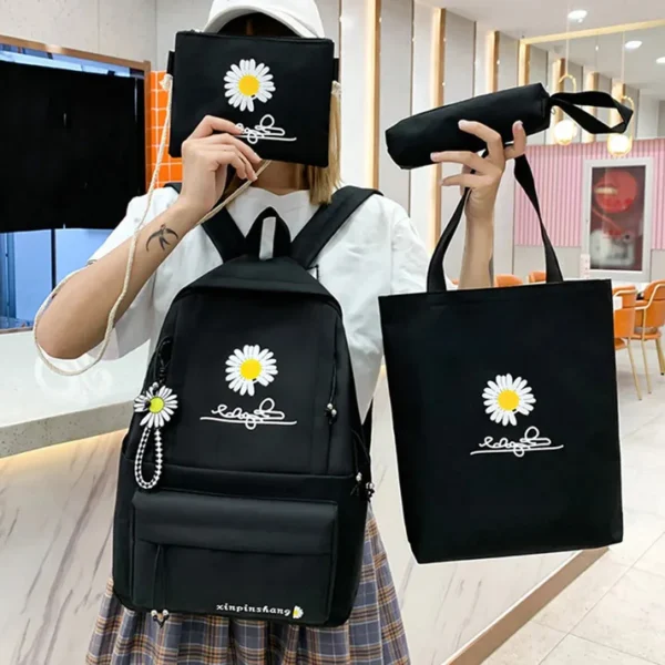 4-piece school bag set daisy flower  backpack set stylish & practical new arrival 2024