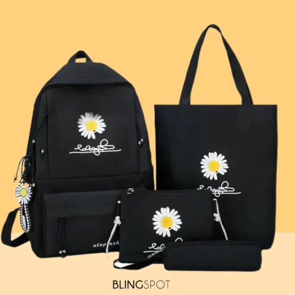 4-piece school bag set daisy flower  backpack set stylish & practical new arrival 2024 - Image 3