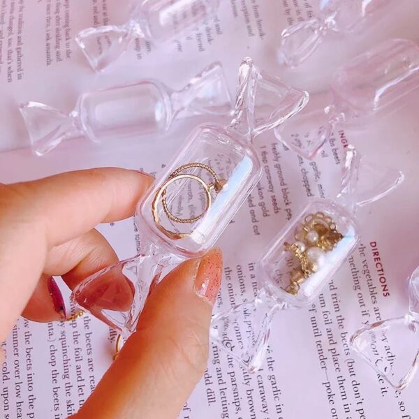 transparent candy shape box | mini plastic box rings earrings, jewelry storage organizer