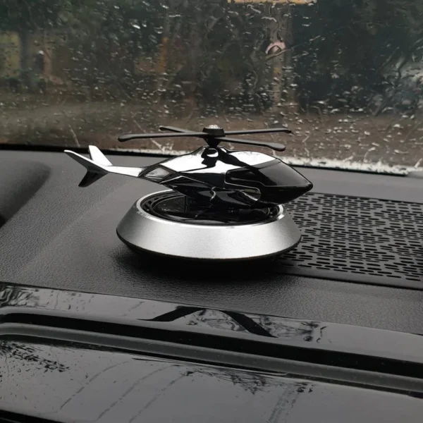 solar helicopter car air freshener metal | car dashboard helicopter decoration  (random color) - Image 2
