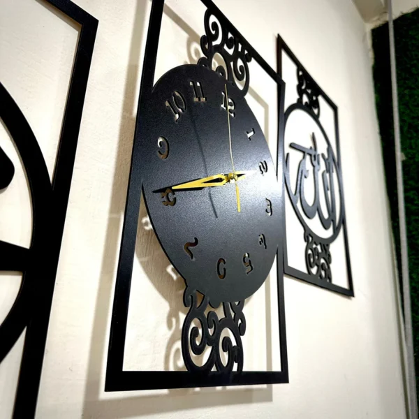 islamic allah muhammad (saw) 3d wood wall clock  for home and office decoration - Image 3
