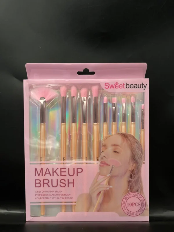 sweet beauty 10 pcs makeup brush set | complete brush kit for professional and beginner (random color) - Image 3
