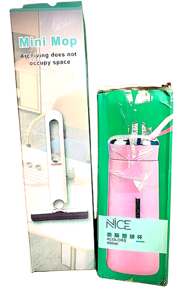 deal pack of 2 - mini squeeze cleaner mop & nice water flask bottle (random color)