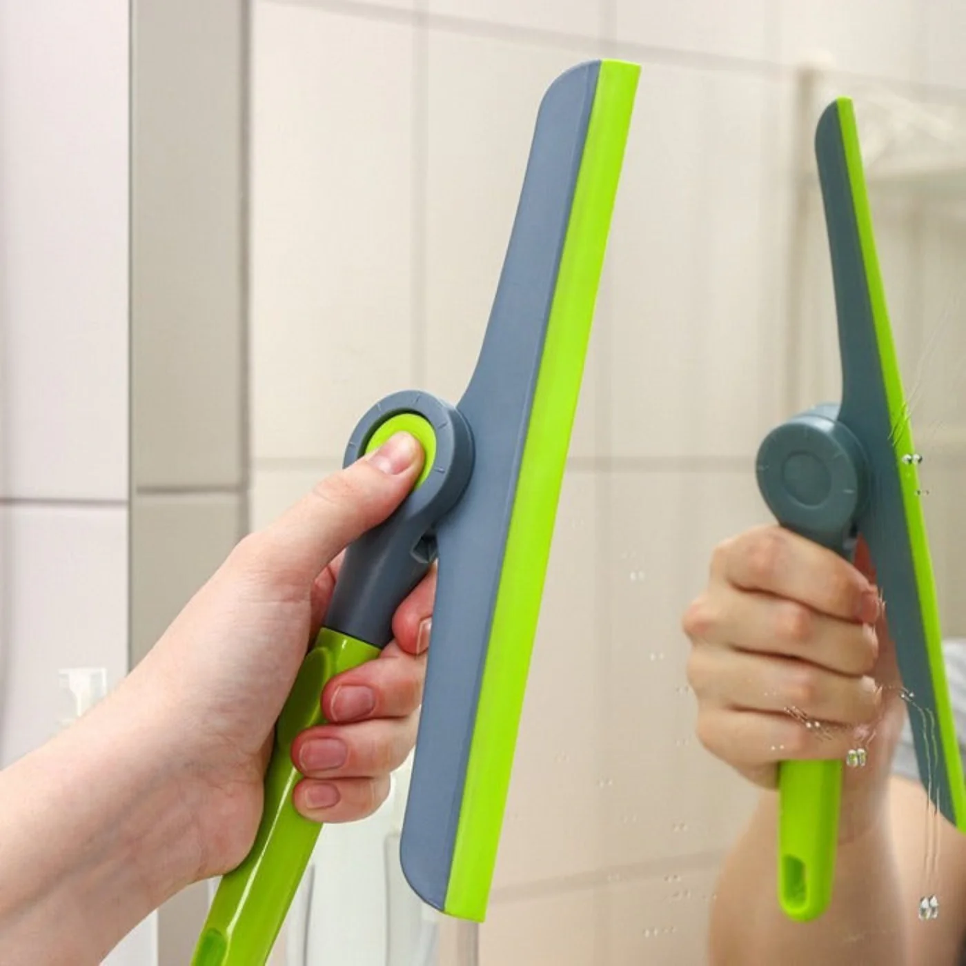 foldable wiper with lock – multipurpose window & mirror squeegee tool(random color)