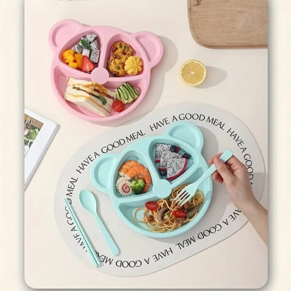 5 piece multi color panda plates with 3 spoons and 2 forks household food grade plastic plates set(random color)) - Image 8