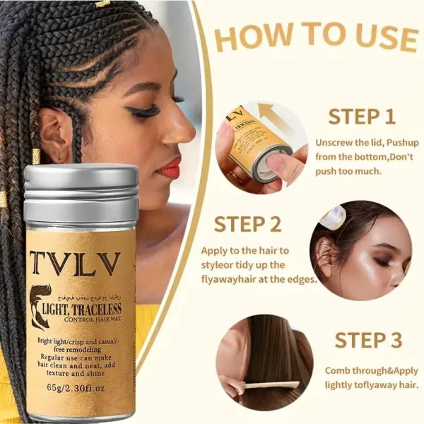 tvlv hair wax stick broken hair finishing styling stick for broken hair, wigs, edge control - styling wax for fly away & edge frizz hair - Image 13