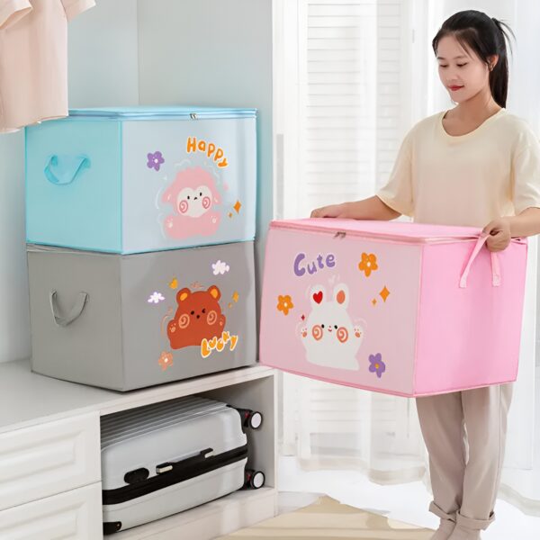 lucky teddy bear storage bag - clothes & toy organizer | cartoon animal storage box (random design & color) - Image 7