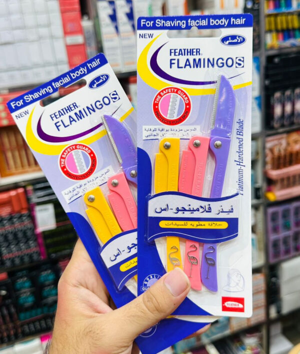flamingo s razor blades for shaving facial body hair eyebrow – 3 pieces (random color) - Image 7