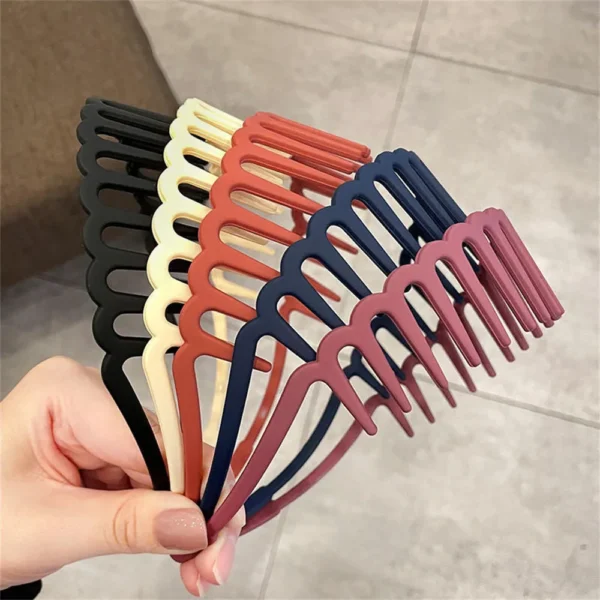 (pack of 2 ) comb plastic  hair bands plastic non slip wave hairbands, womens comfortable head bands (random color) - Image 5