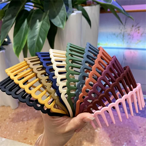 (pack of 2 ) comb plastic  hair bands plastic non slip wave hairbands, womens comfortable head bands (random color) - Image 4