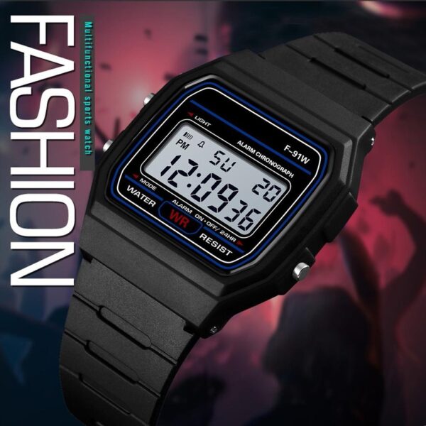 f91 w luxury wrist watch analog digital rubber strap (without box ) (black) - Image 2