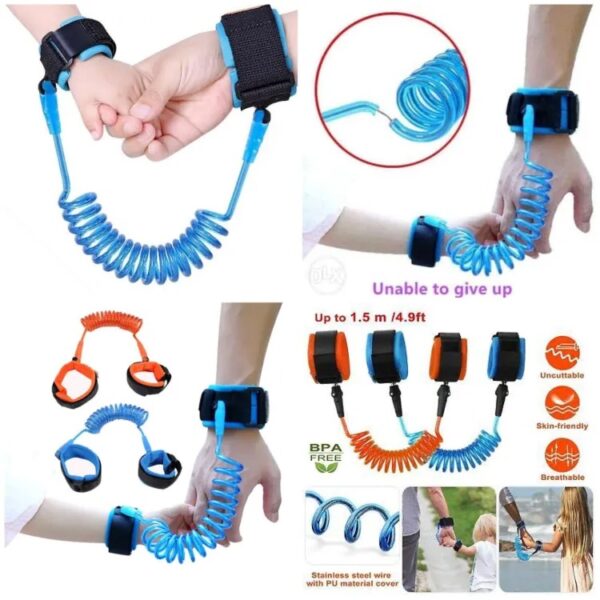 anti lost child lock | anti-lost wrist link - baby child anti lost wrist link safety harness strap hand belt band for toddlers wristband for kids loss best for umrah and hajj, travelling purpose,safe secure (random color) - Image 4