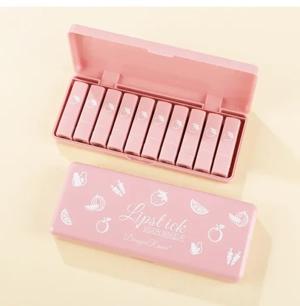 dragon ranee 10 pieces velvet matte pink lipstick set | long lasting makeup waterproof lip gloss for girls & womens - Image 7