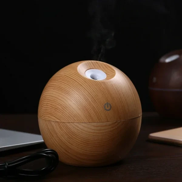essential oil diffuser aroma air wood humidifier with colorful change mist maker for home (random color)