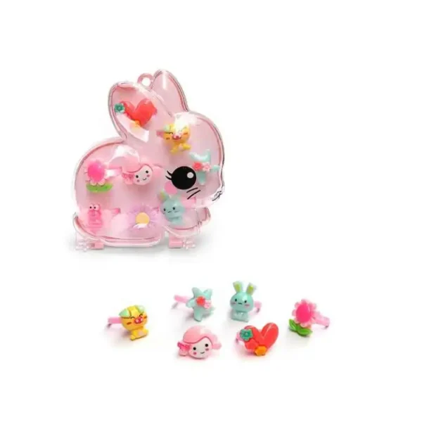 cartoon animals children resin plastic rings for kids girls finger ring cute mini small charm jewellery party toy gift(random rings )