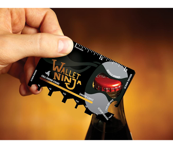 ninja wallet 18 in 1 multifunction survival tool outdoor screwdriver, bottle opener, cell phone stand stainless steel (random color) - Image 12