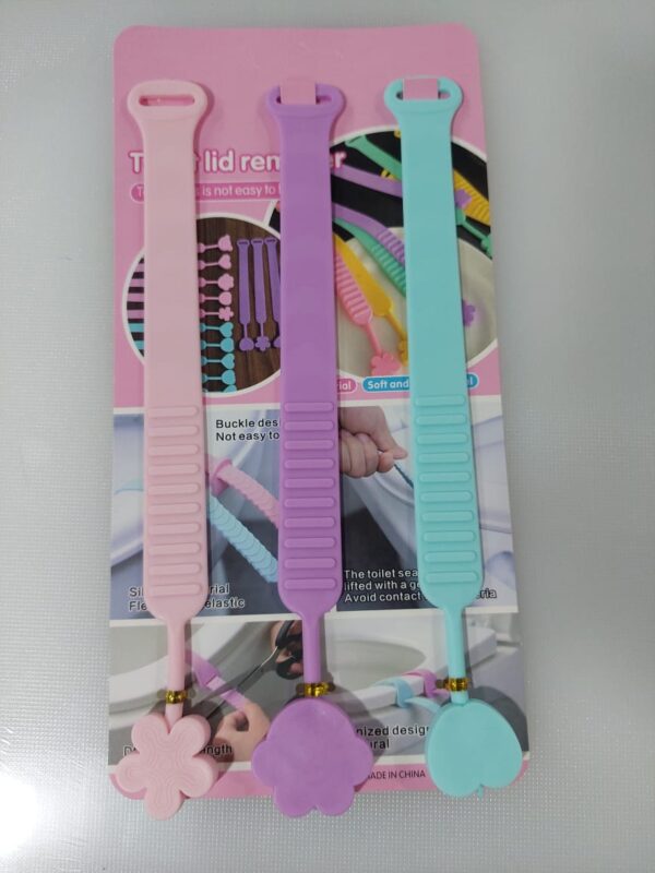 silicone toilet seat lid lifter | multi level adjustment flower heart shape toilet seat remover - 3pcs (random color) - Image 11
