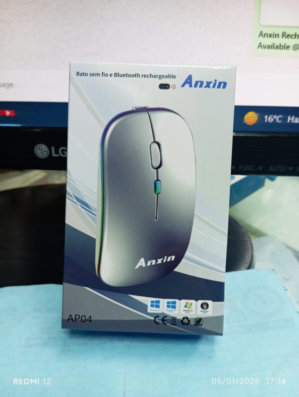 anxin rechargeable wireless bluetooth mouse – 2.4g usb mouse for laptop, pc, tablet, and mobile devices (android & ios compatible)(random color)(original china) - Image 2