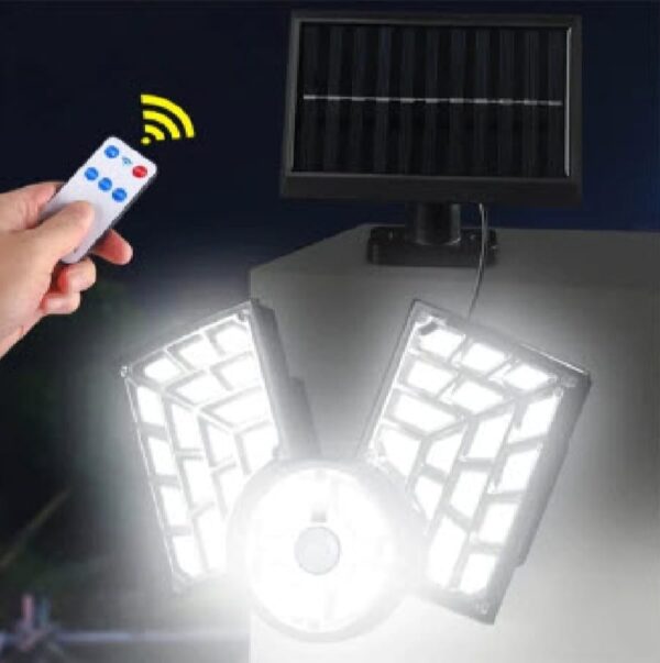 led solar wall lamp 3-headed split outdoor garden courtyard lamp with solar plate human body induction night light garage lighting street lamp - Image 4