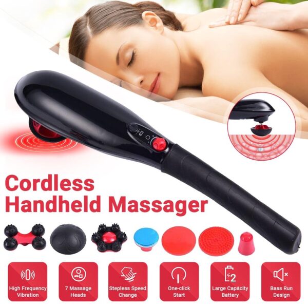 blue idea rechargeable cordless massager with different heads | deep massager for muscles neck cordless electric body massager - Image 5