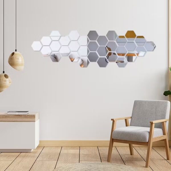 hexagon shape acrylic mirror wall stickers