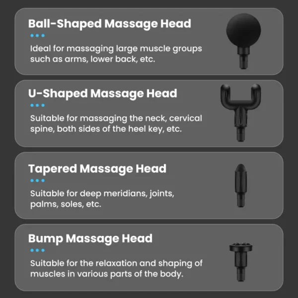 4 in 1 multi-function vibration massage gun professional ultra quiet pain relief whole body massagers with 4 heads and different level of speeds (random colors) - Image 11