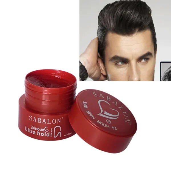 sabalon hair wax 24 hour professional styling system , hair styling wax for ultra hold sculpting 100ml red - Image 2