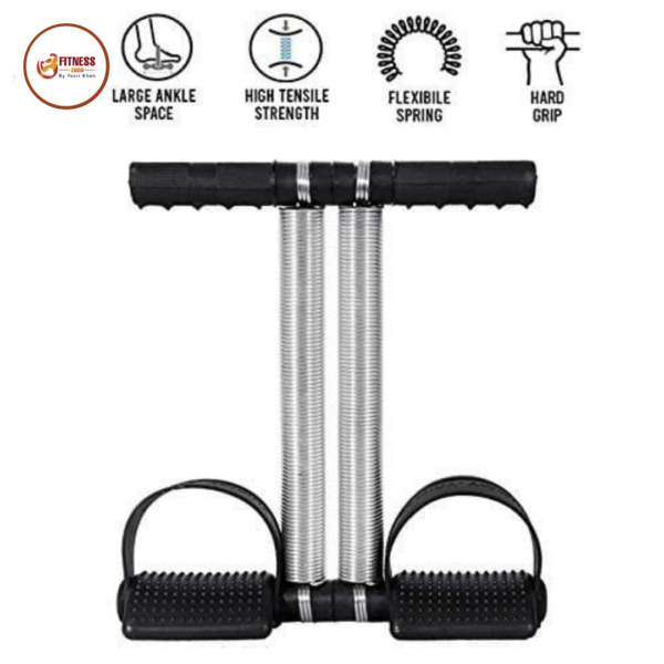 foot pedal resistance band elastic sit-up pull rope yoga fitness gym – elastic pull ropes tummy trimmer | double spring tummy trimmer ( random color ) - Image 3