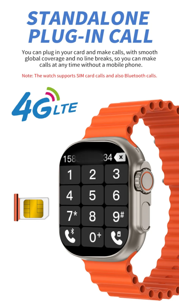 bw10 pro 4g smartwatch with chip + anti-spy camera 4g sim support & direct bluetooth calling | best quality smartwatch (random color) - Image 5