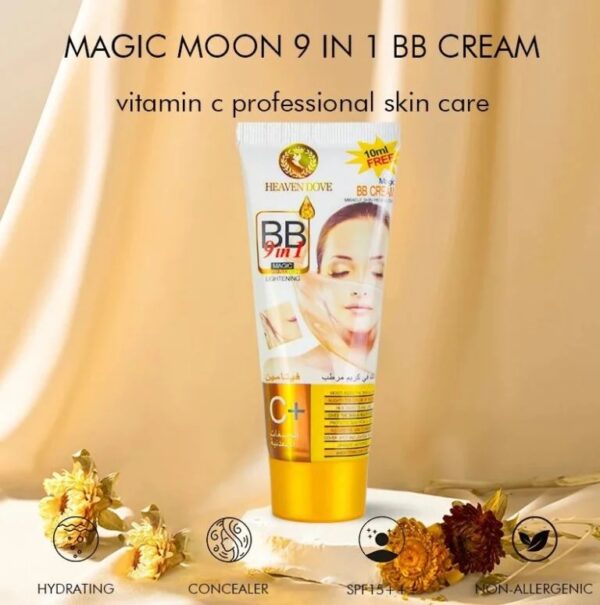 heaven dove bb cream, bb & c+ 9 in 1 magical lightening cream