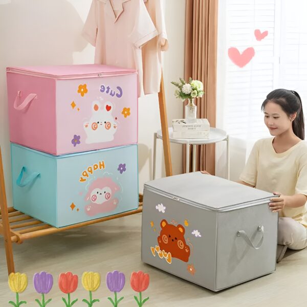 lucky teddy bear storage bag - clothes & toy organizer | cartoon animal storage box (random design & color) - Image 6