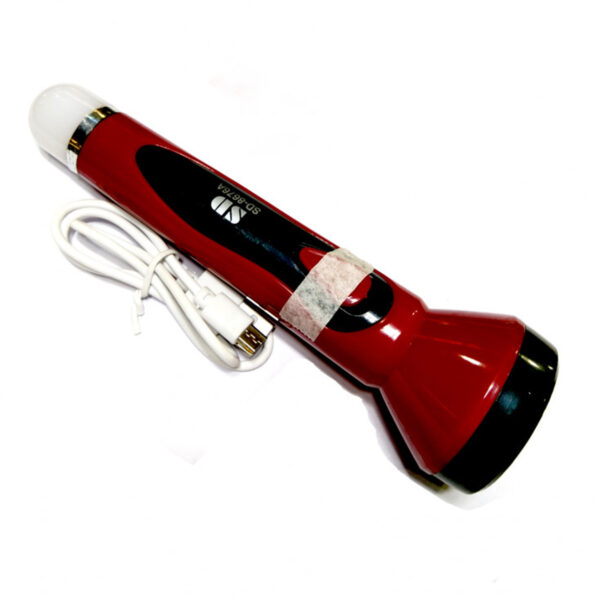 sd-8676a rechargeable led flashlight focus powerful torch light | best torch for outdoor | indoor light | light for hiking & camping ( random color ) - Image 2