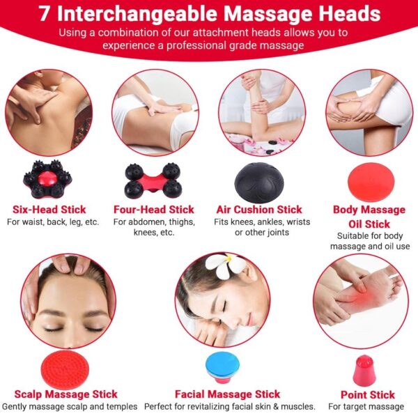 blue idea rechargeable cordless massager with different heads | deep massager for muscles neck cordless electric body massager - Image 8